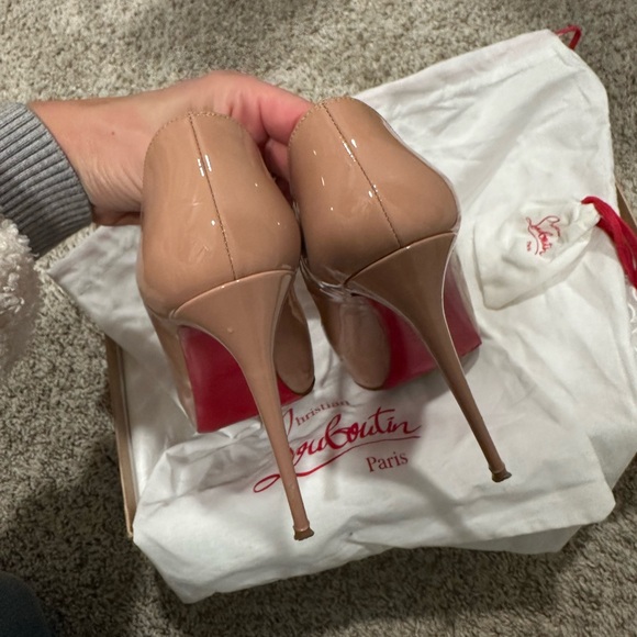 Christian Louboutin Nude Peep Toe Heels - Picture 13 of 16